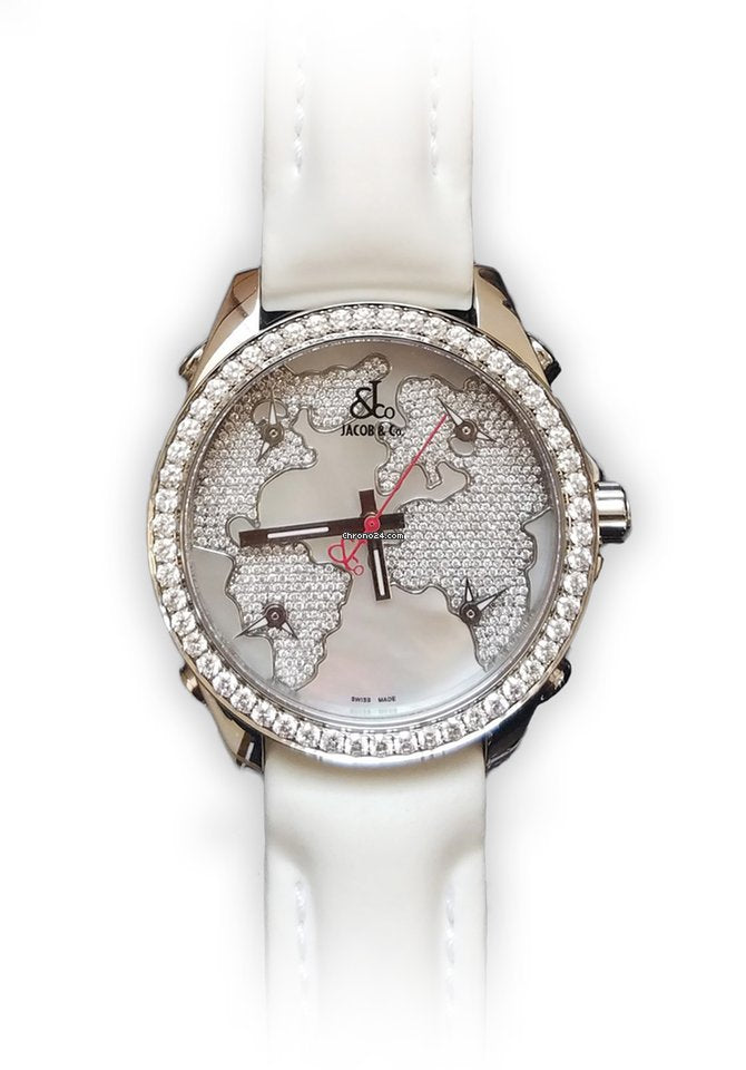 Jacob &amp; Co Five Time Zone Stainless Steel and White Diamonds Watch