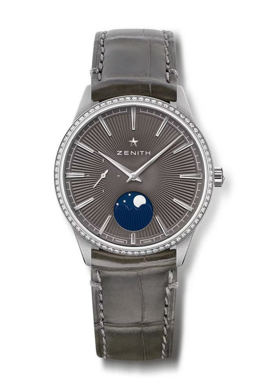 Zenith Elite Moonphase Stainless Steel & Diamonds Ladies Watch