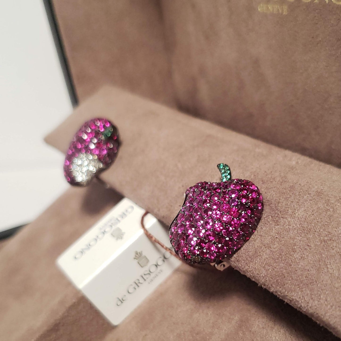 De Grisogono Apple Earrings with White Gold, Rubies and Diamonds