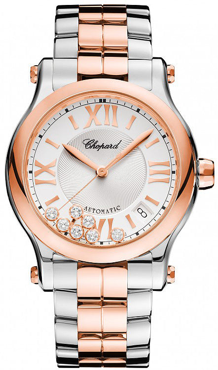 Chopard Happy Sport Diamonds, Stainless Steel 18K &amp; Rose Gold Ladies Watch