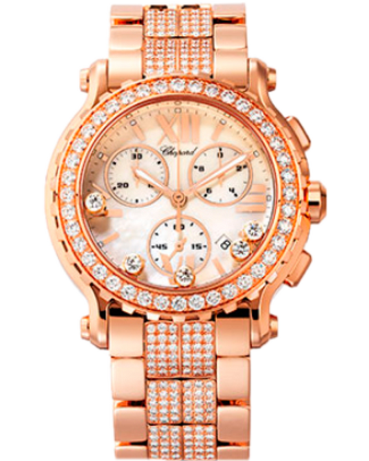 Chopard Happy Sport 18K Rose Gold & Diamonds Ladies Watch