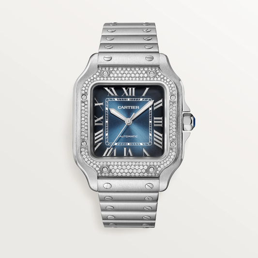 Cartier Santos Stainless Steel & Diamonds Men's Watch