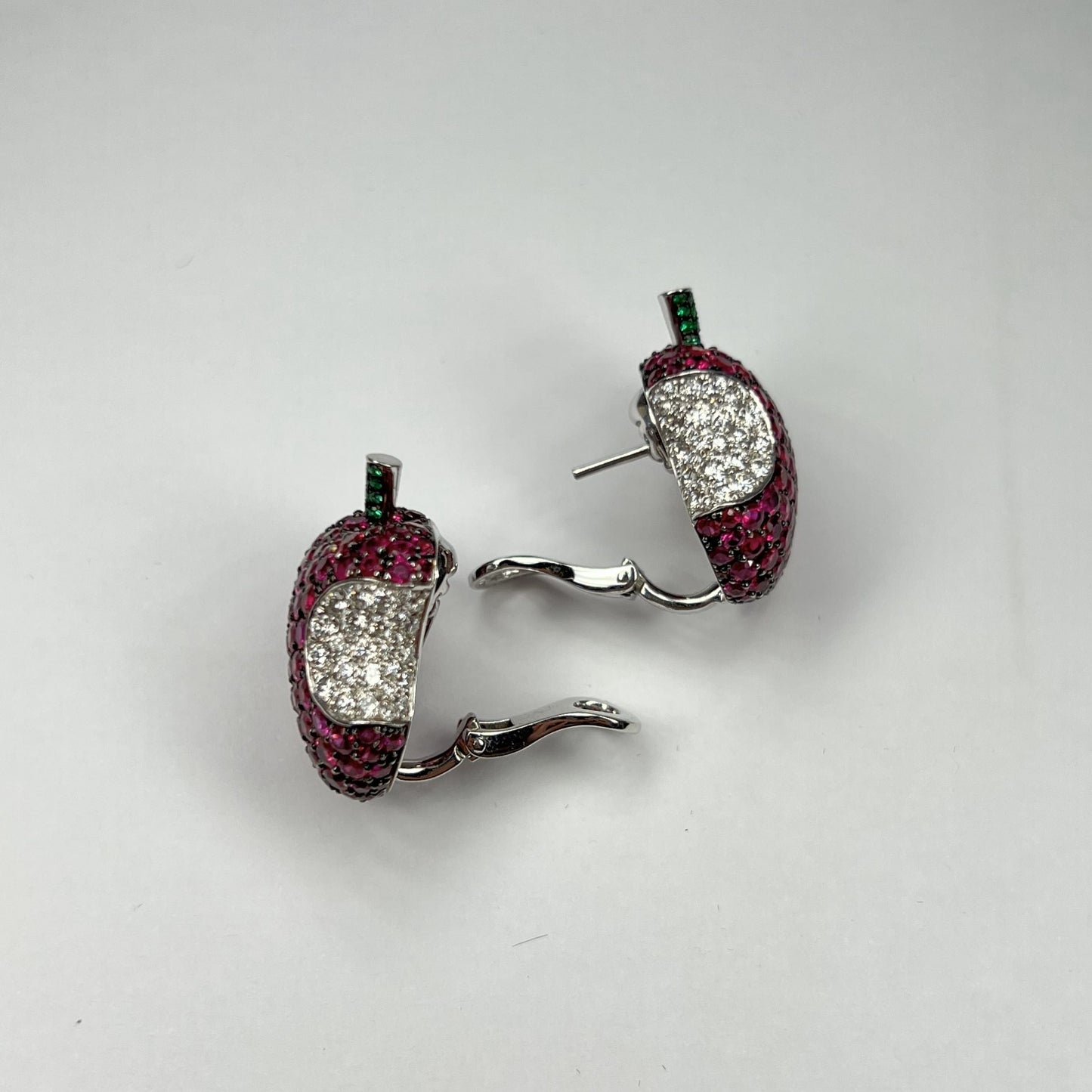 De Grisogono Apple Earrings with White Gold, Rubies and Diamonds