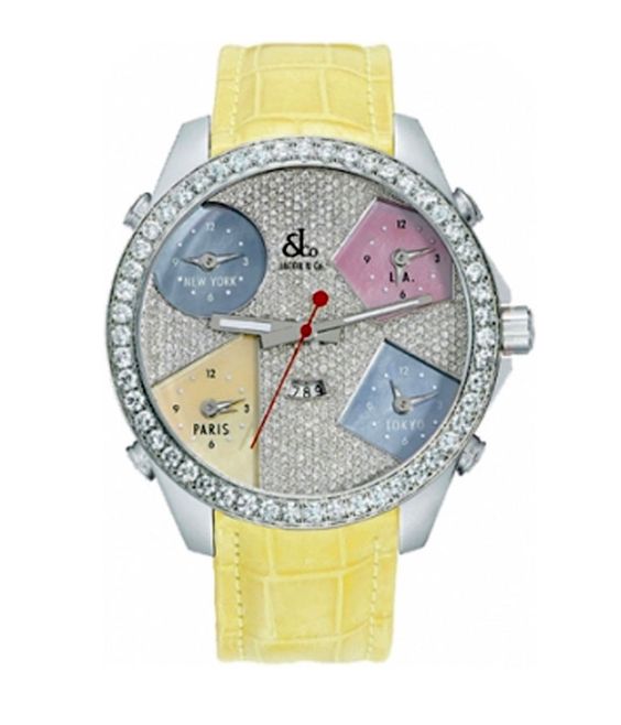 Jacob & Co Five Time Zone - 47mm Stainless Steel Diamonds Unisex Watch