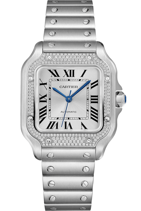 Cartier Santos Stainless Steel & Diamonds Unisex Watch