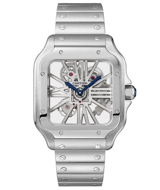 Cartier Santos Stainless Steel Skeleton Men's Watch