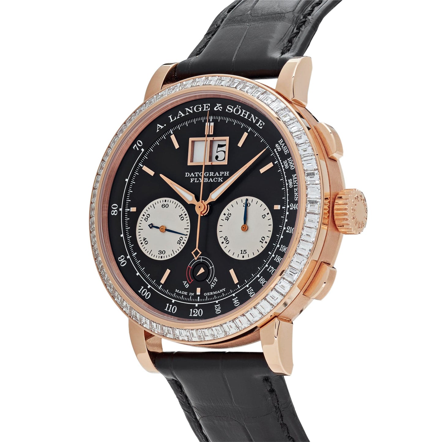 A. Lange & Söhne Datograph Flyback 405.831 Rose Gold Baguette Bezel Black Dial Limited Edition