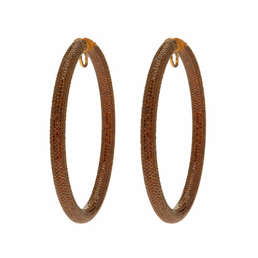 Jacob & Co. Hoop Earrings 18K Yellow Gold Pavé Set with Brown Diamonds