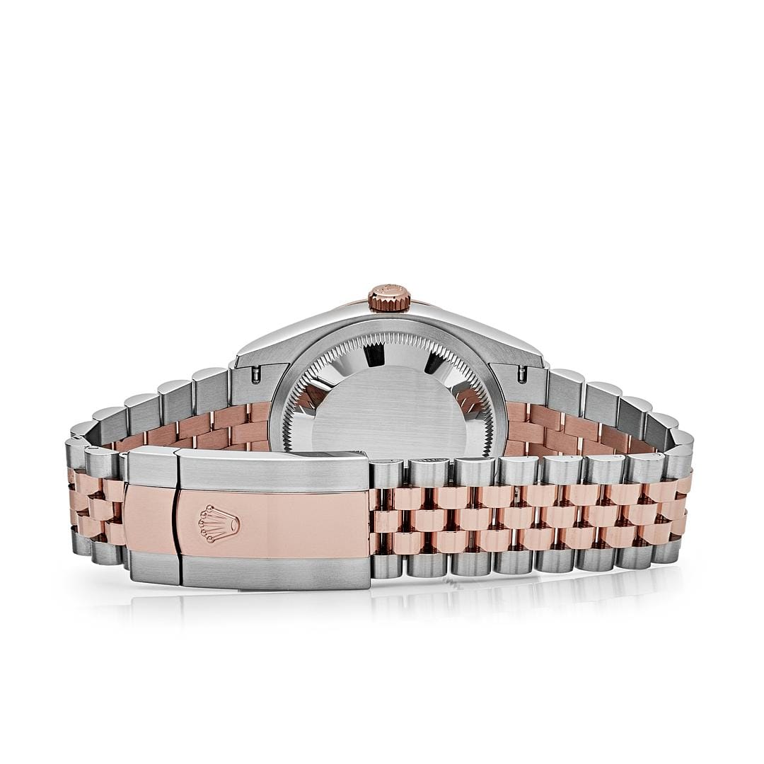 Rolex Datejust 126231 Rose Gold Stainless Steel Silver Fluted Motif Dial