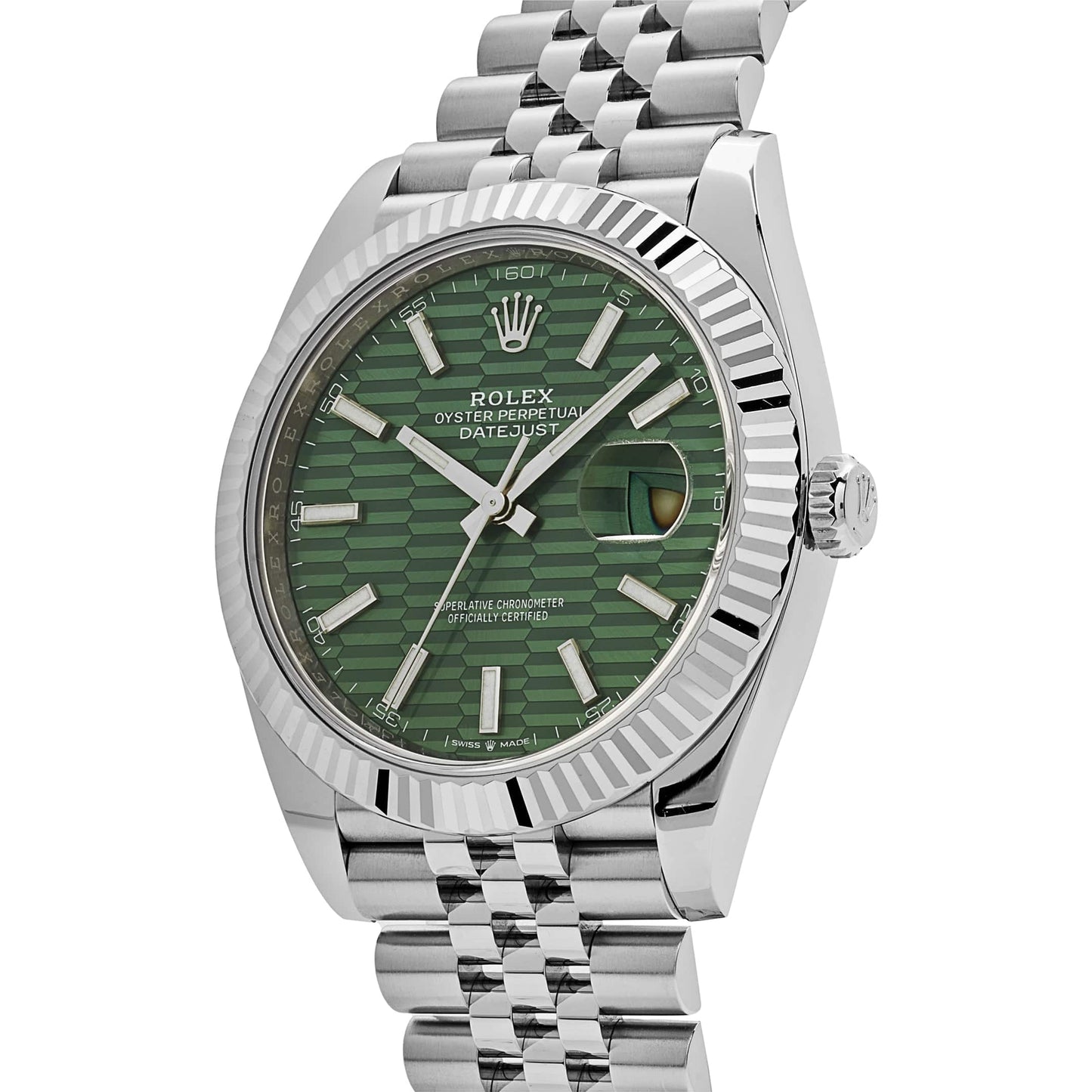 Rolex Datejust 126334 Stainless Steel Fluted Motif Green Dial Jubilee (2022)