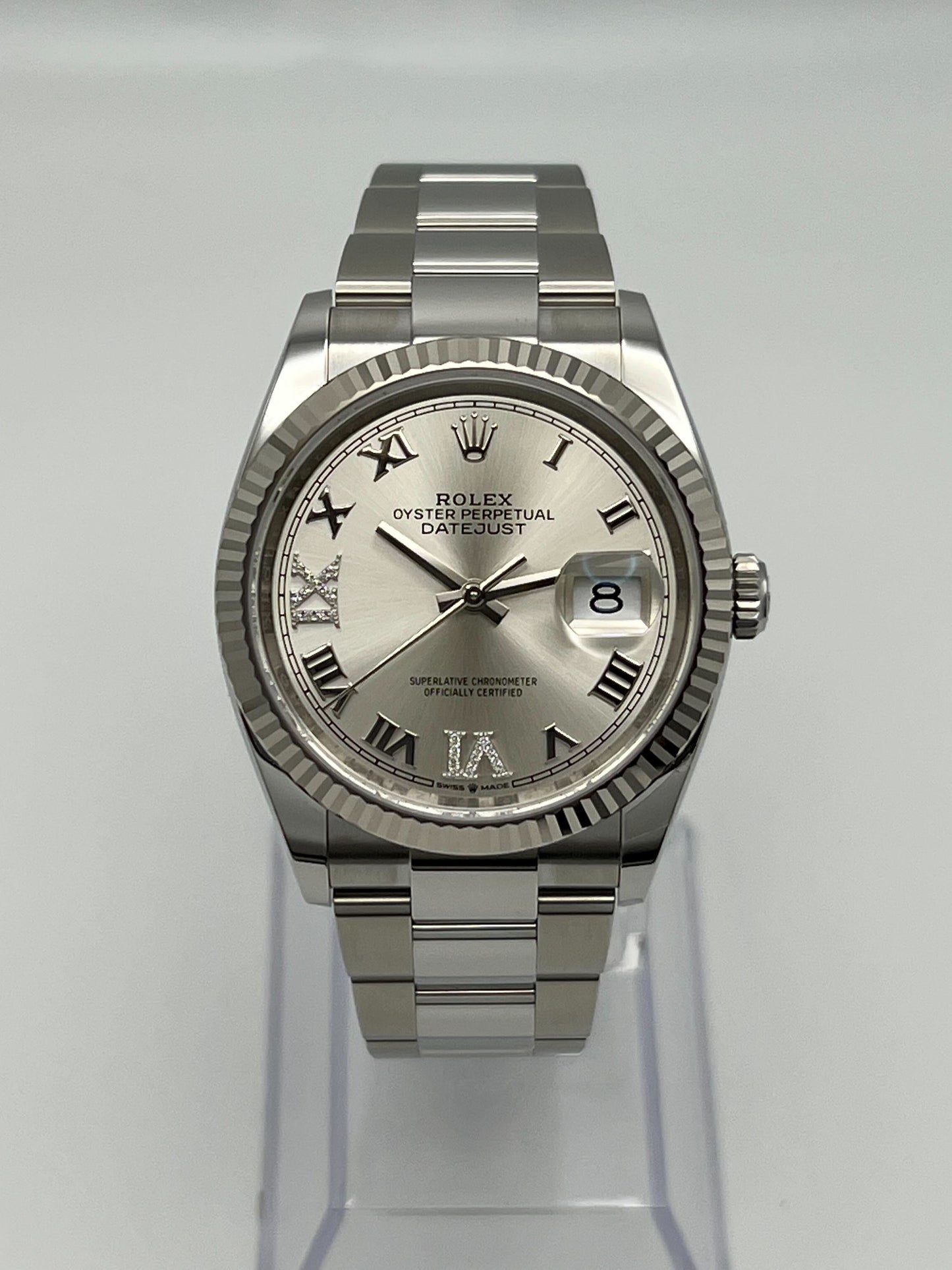 Rolex Datejust 126234 White Gold Stainless Steel Silver Dial Oyster