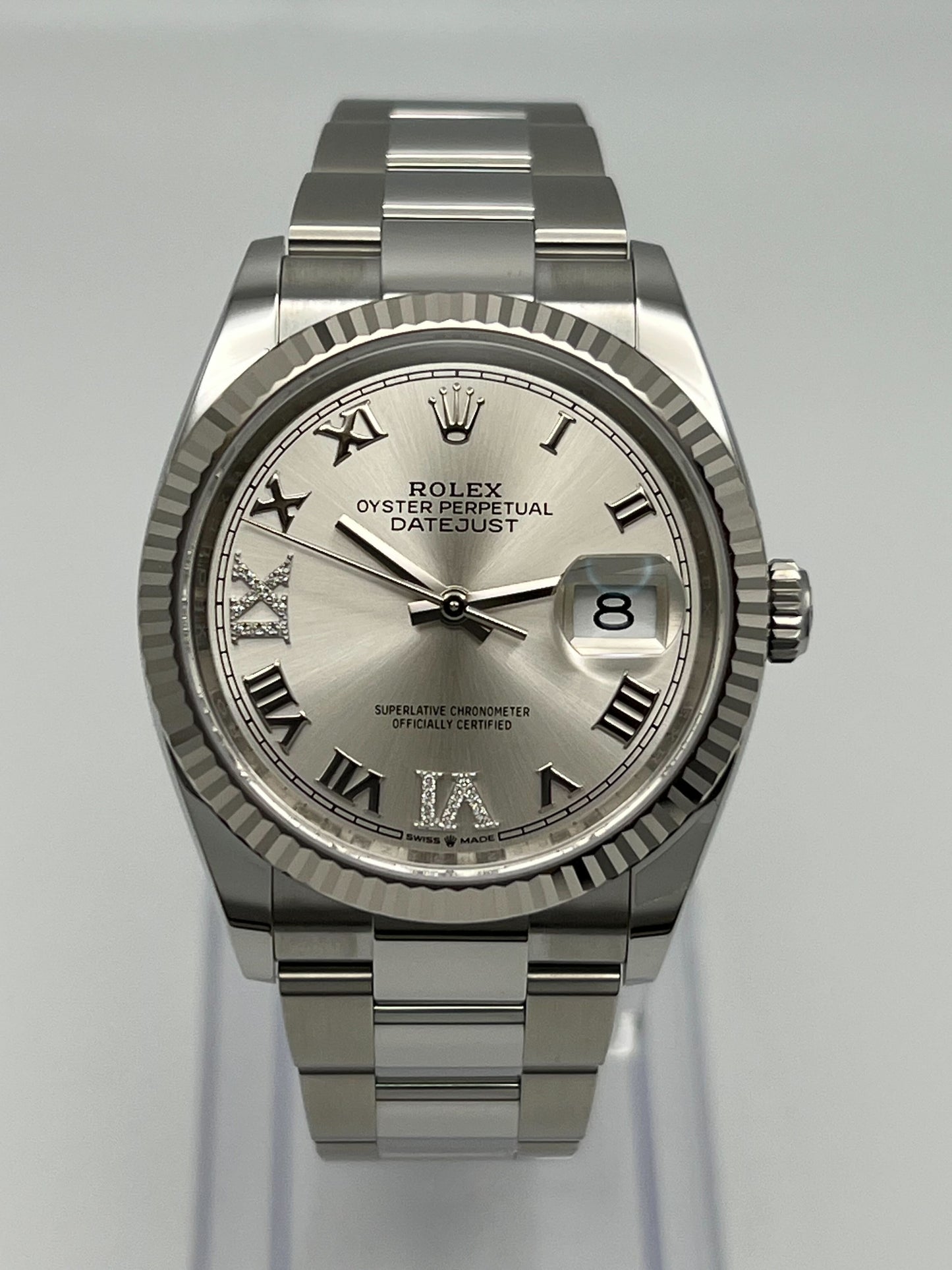 Rolex Datejust 126234 White Gold Stainless Steel Silver Dial Oyster