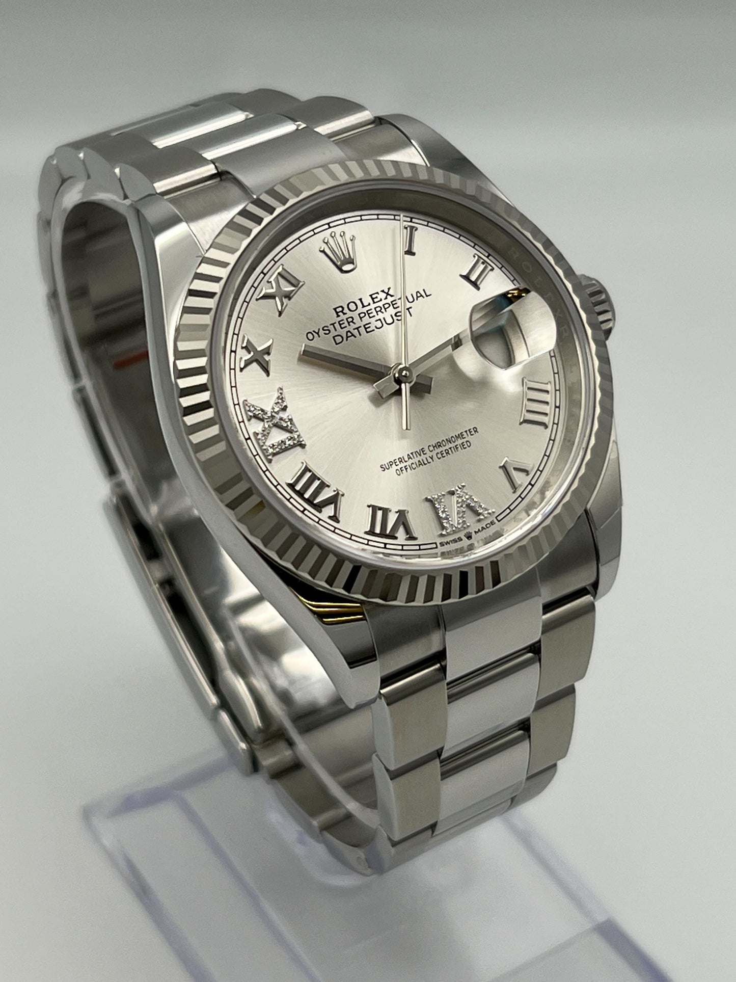 Rolex Datejust 126234 White Gold Stainless Steel Silver Dial Oyster