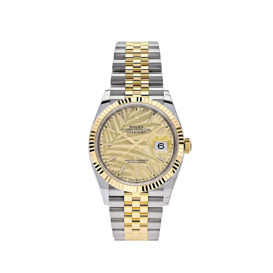 Rolex Datejust 126233 Stainless Steel Yellow Gold Palm Motif Dial Jubilee