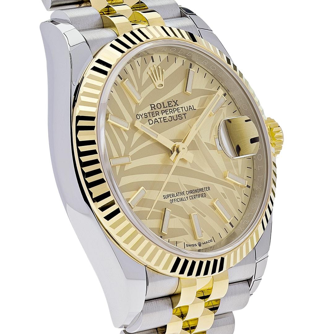 Rolex Datejust 126233 Stainless Steel Yellow Gold Palm Motif Dial Jubilee