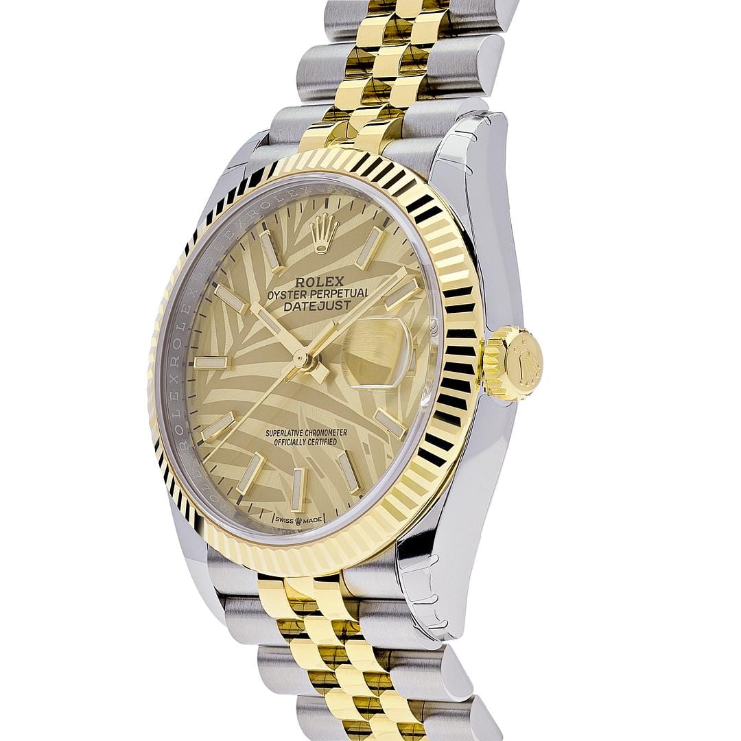 Rolex Datejust 126233 Stainless Steel Yellow Gold Palm Motif Dial Jubilee