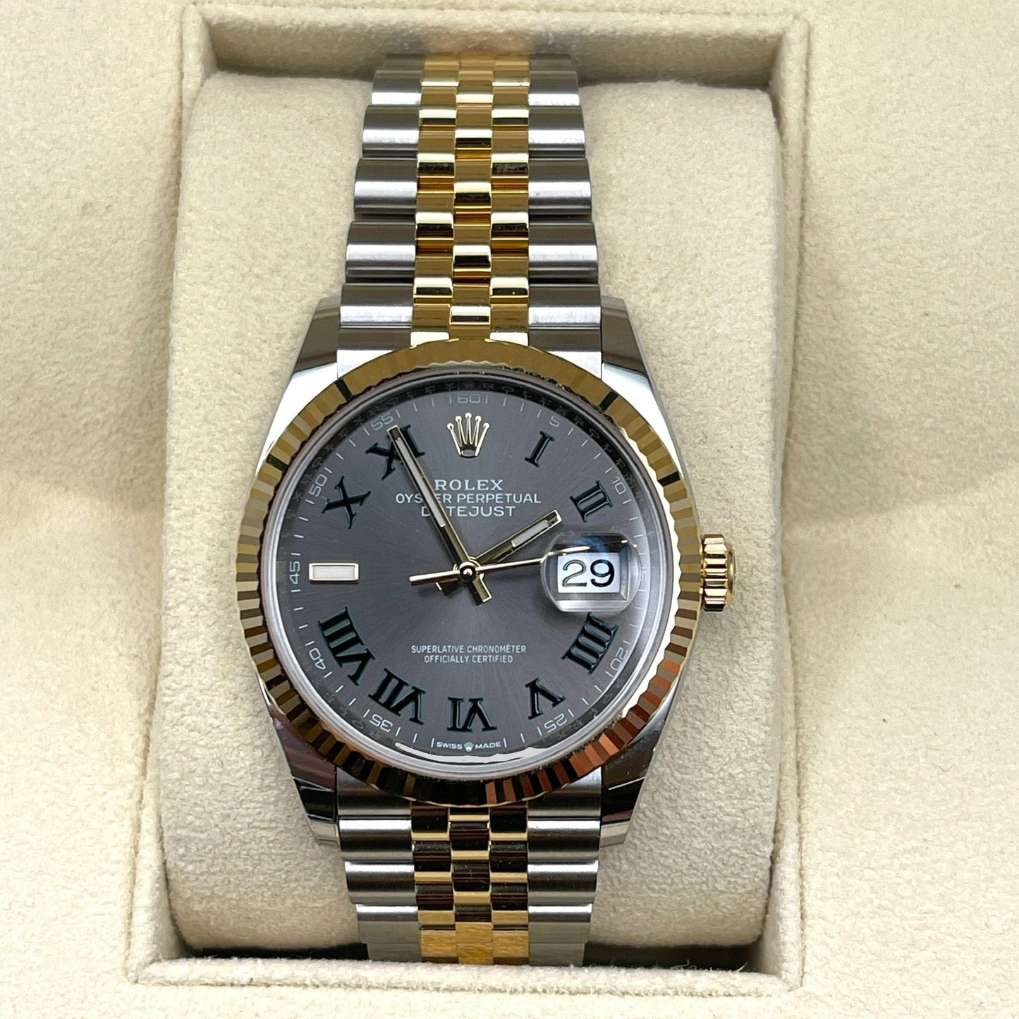 Rolex Datejust 126233 'Wimbledon' Stainless Steel Yellow Gold Slate Dial Jubilee (2021)