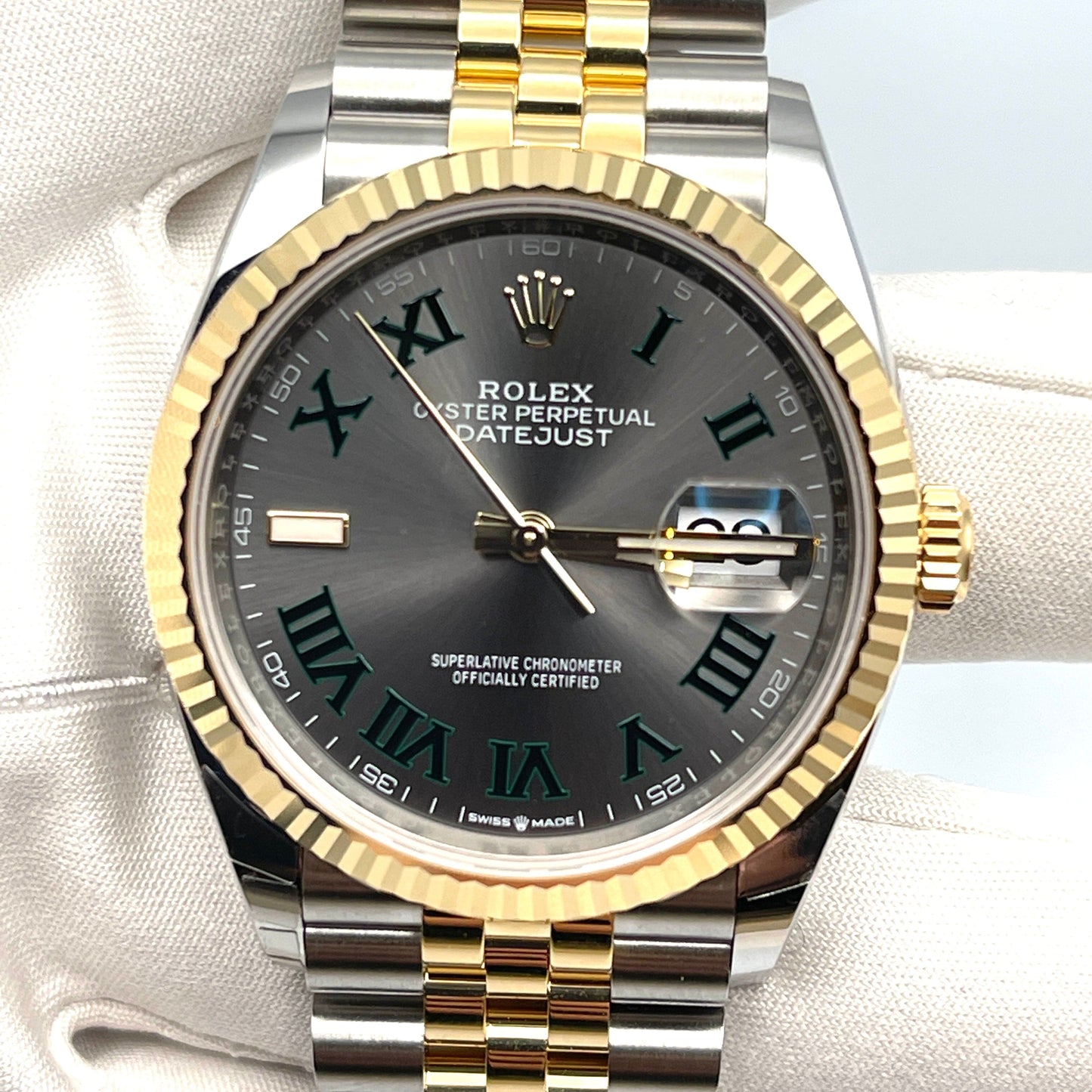 Rolex Datejust 126233 'Wimbledon' Stainless Steel Yellow Gold Slate Dial Jubilee (2021)