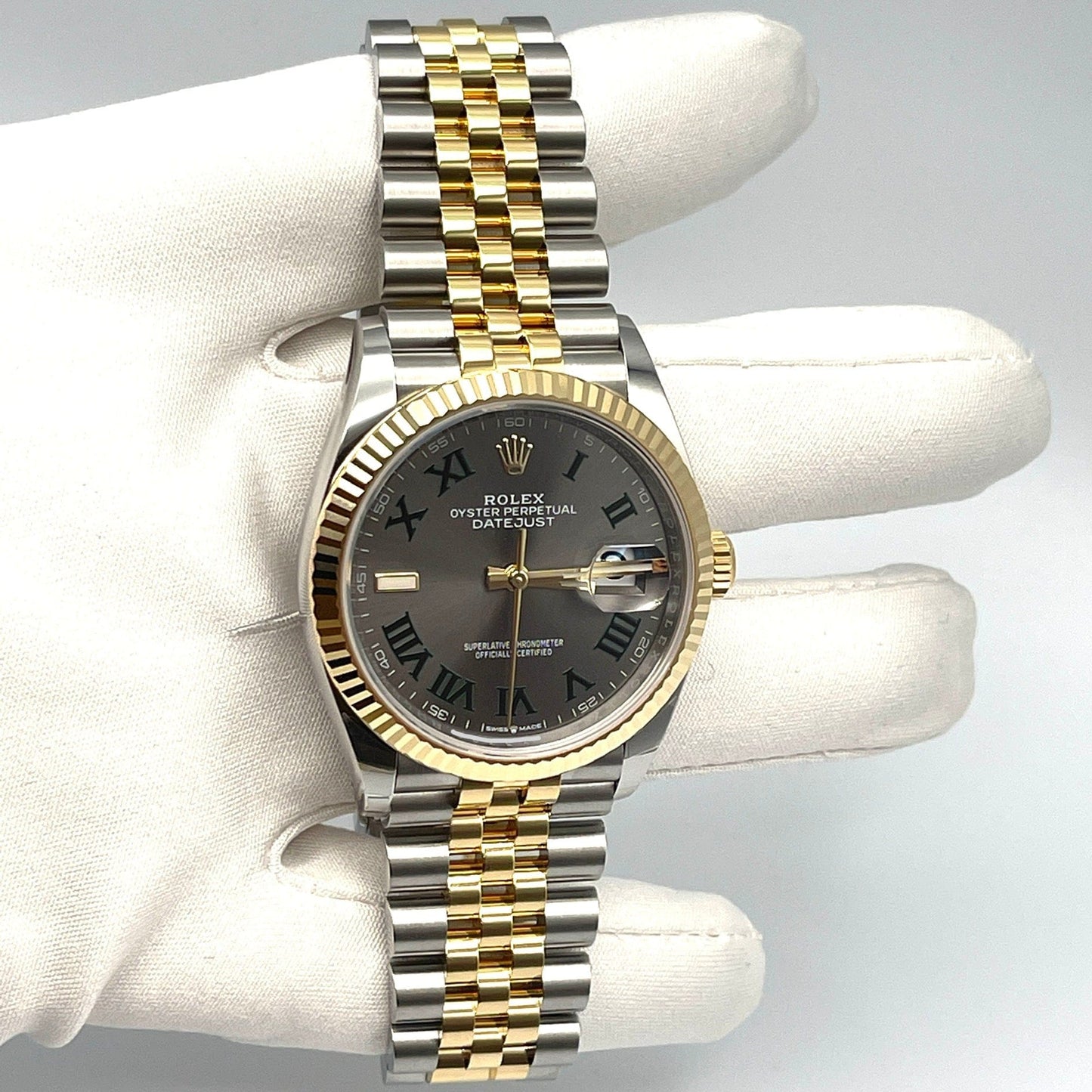 Rolex Datejust 126233 'Wimbledon' Stainless Steel Yellow Gold Slate Dial Jubilee (2021)