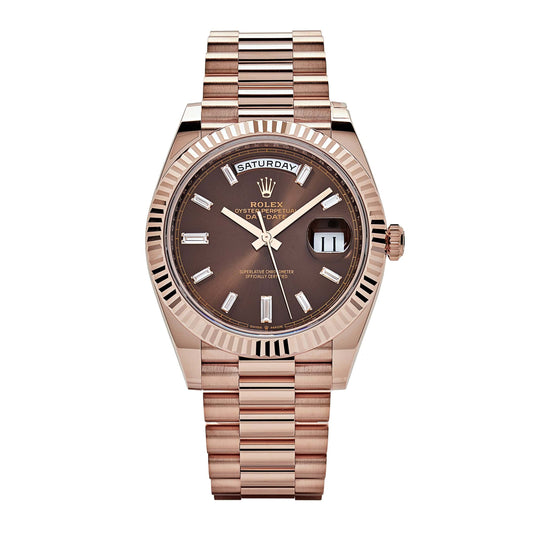 Rolex Day-Date 228235 Rose Gold Chocolate Baguette Diamond Dial (2023)