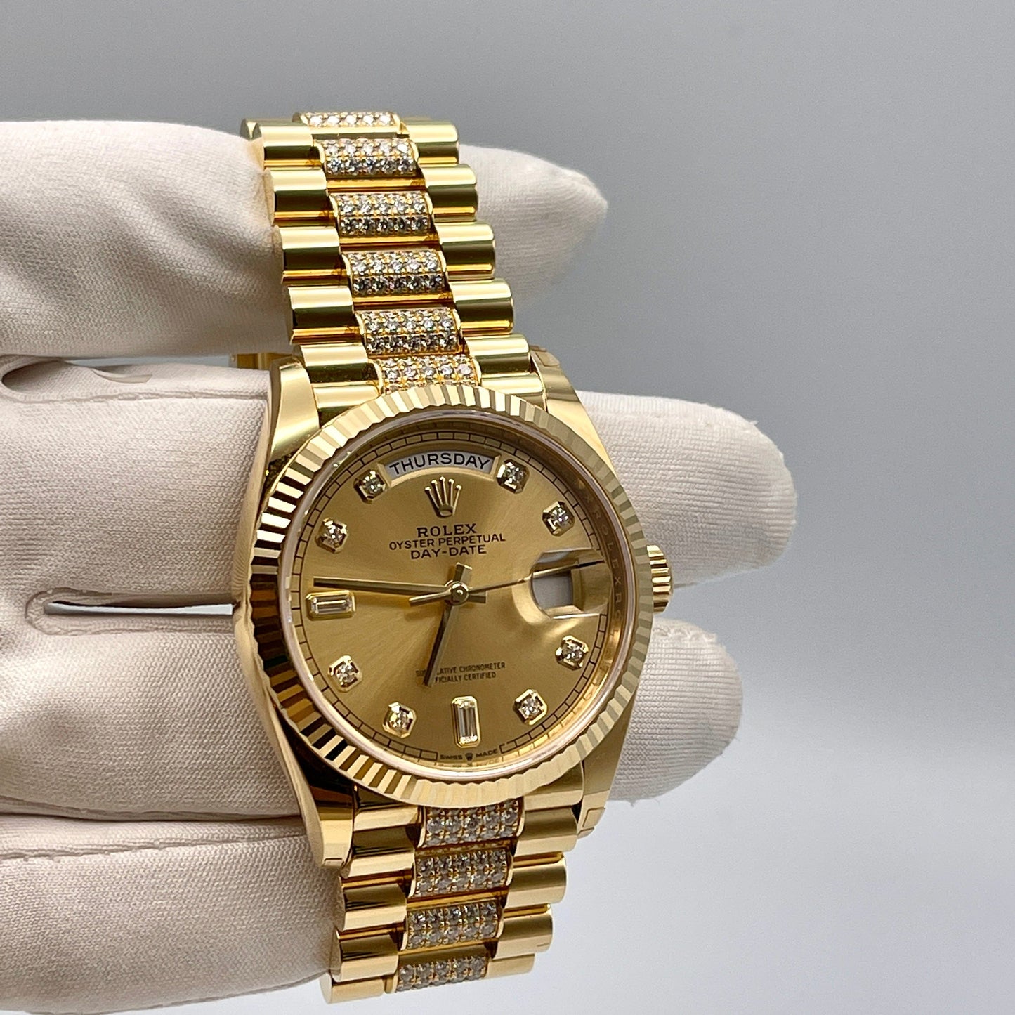 Rolex Day-Date 128238 Yellow Gold Champagne Diamond Dial