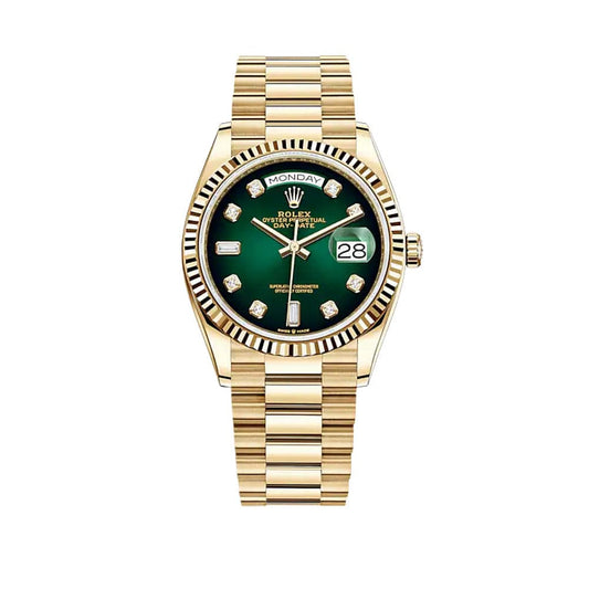 Rolex Day-Date 128238 Yellow Gold Green Diamond Dial