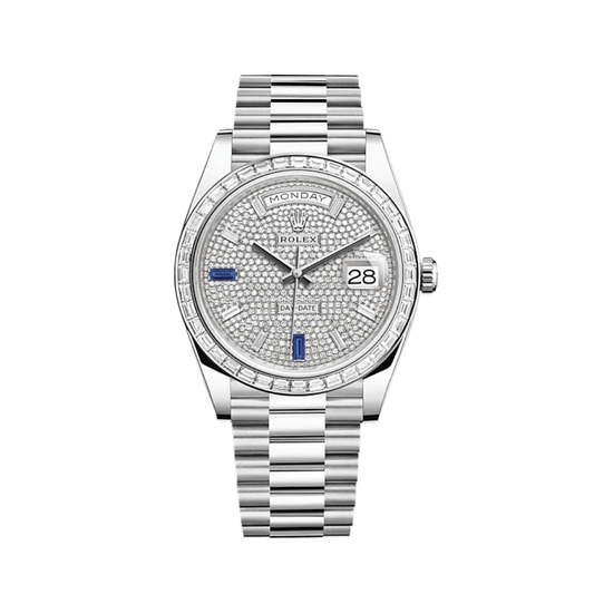 Rolex Day-Date 228396TBR Platinum Diamond Bezel Diamond-Paved Dial (2023)