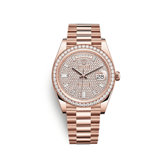 Rolex Day-Date 228345RBR Rose Gold Diamond Bezel Diamond-Paved Dial