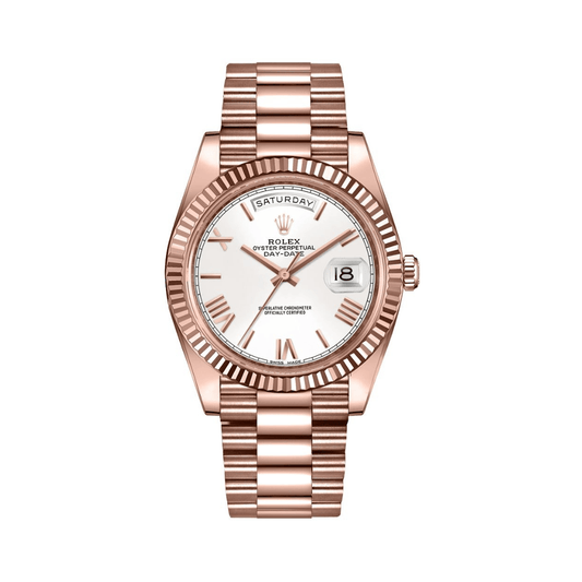 Rolex Day-Date 228235 Rose Gold White Roman Dial