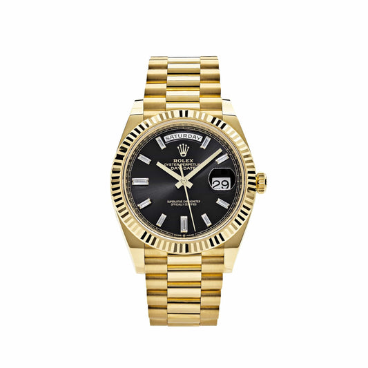 Rolex Day-Date 228238 Yellow Gold Black Baguette Diamond Dial (2022)