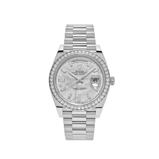 Rolex Day-Date 228349RBR White Gold Meteorite Dial Diamond Set