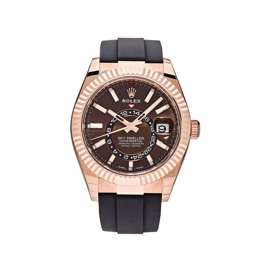 Rolex Sky-Dweller 336235 Rose Gold Brown Chocolate Dial Oysterflex