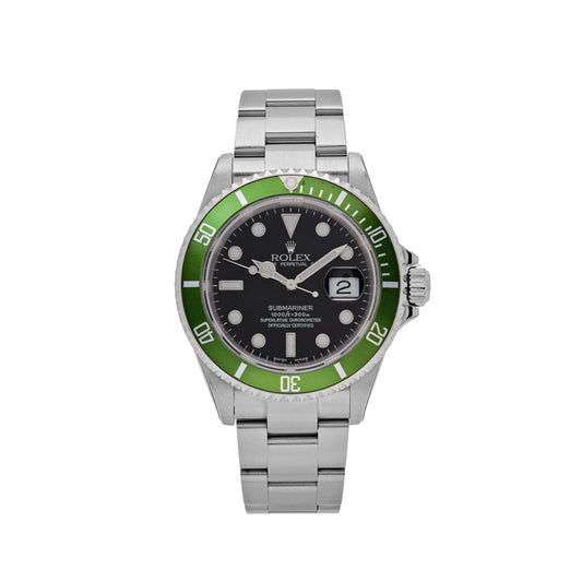 Rolex Submariner Date 16610LV 'Kermit' Bezel Flat 4 Stainless Steel Black Dial Oyster (2003)